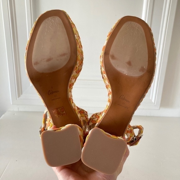 NWOT Castaner Adara Platform Raffia Yellow & Orange Braided Heels Sz 41 - Picture 8 of 9